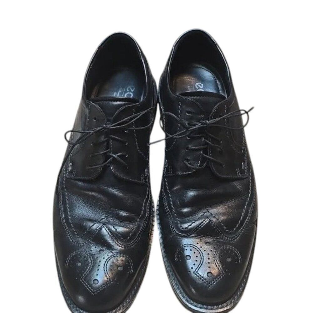 ECCO Classic Black Brogue Oxford Dress Shoes – Premium Leather Men’s Size 42